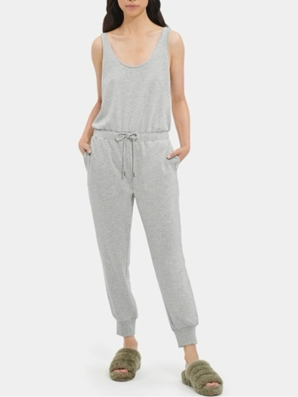 UGG Esmerelda Micro Terry Drawstring Sleeveless Jumpsuit - Size Medium